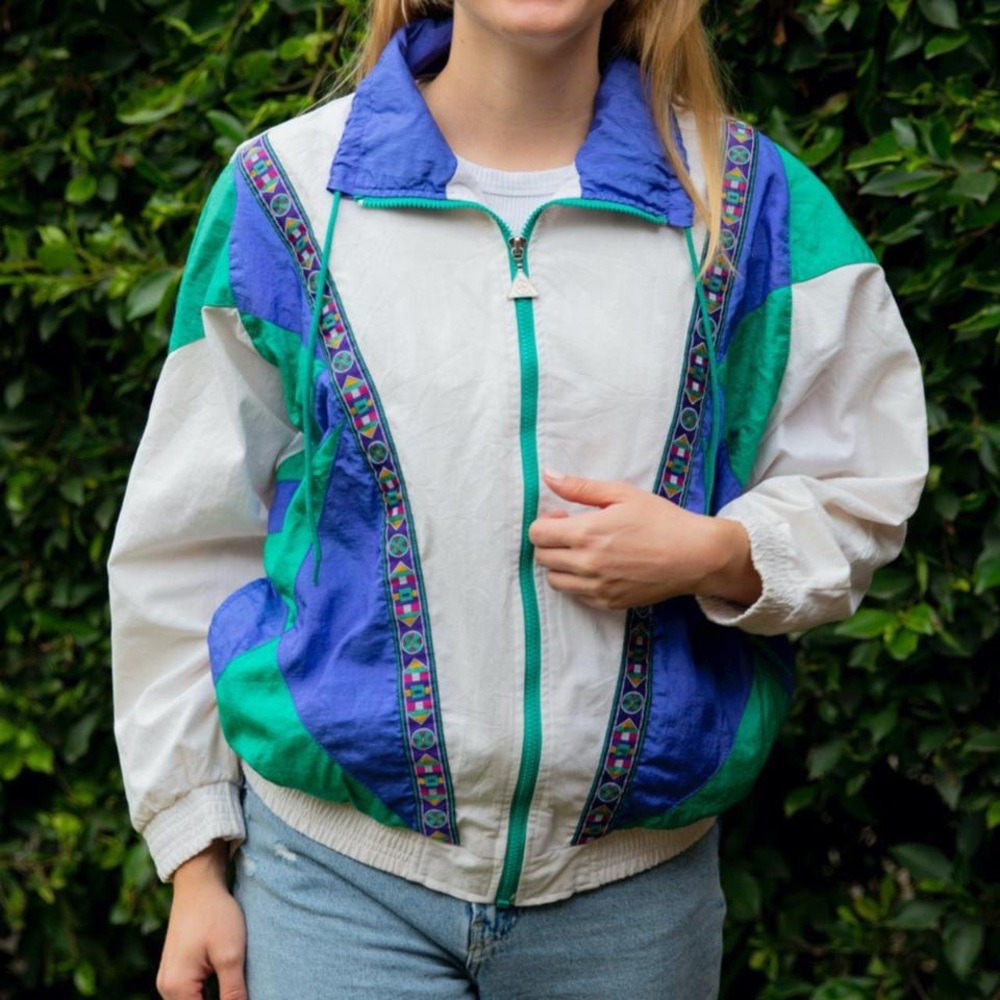 Vintage color blocked windbreaker🏝